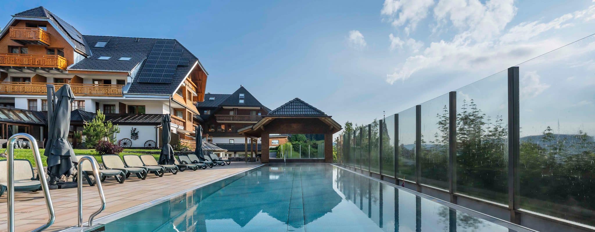 Arrangement: Schlehdorn Sommer Außenbereich mit Pool